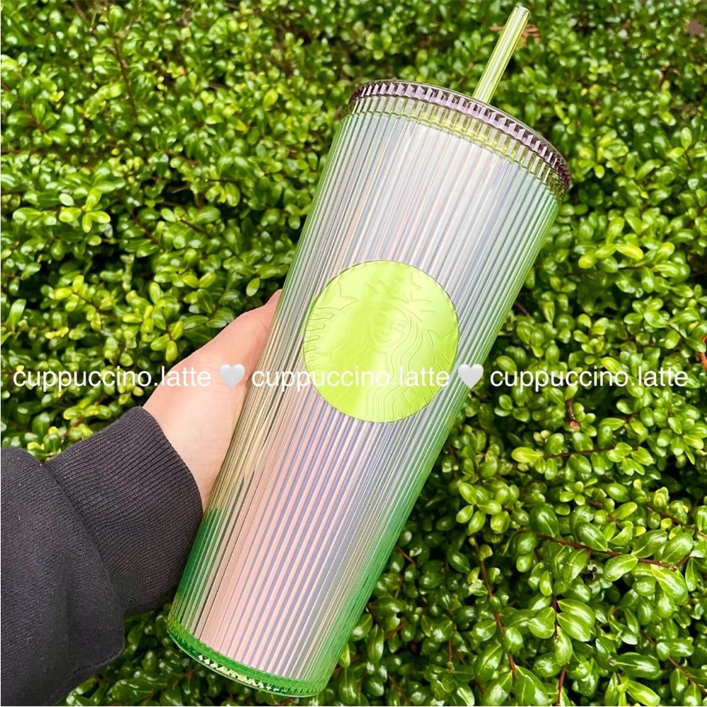 Starbucks neon iridescent, Green and lilac colored Tumbler 24 oz